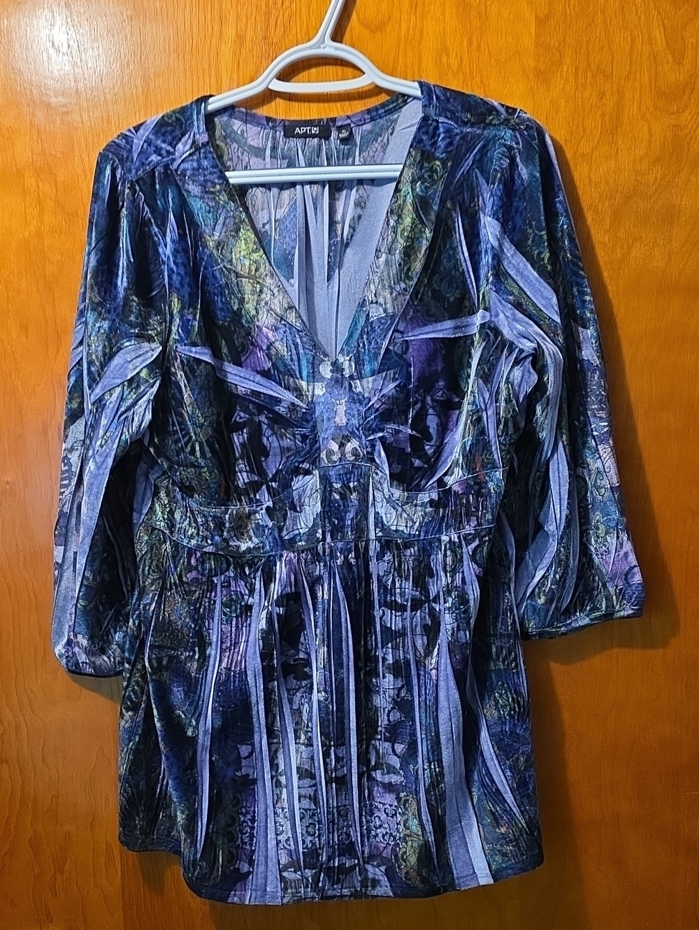 Apt. 9 Blue & Purple Velvet V-Neck Tunic